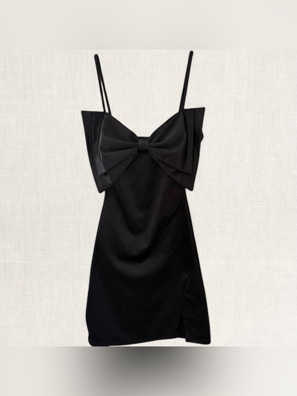 Windsor Black Bow-Accent Slip Dress